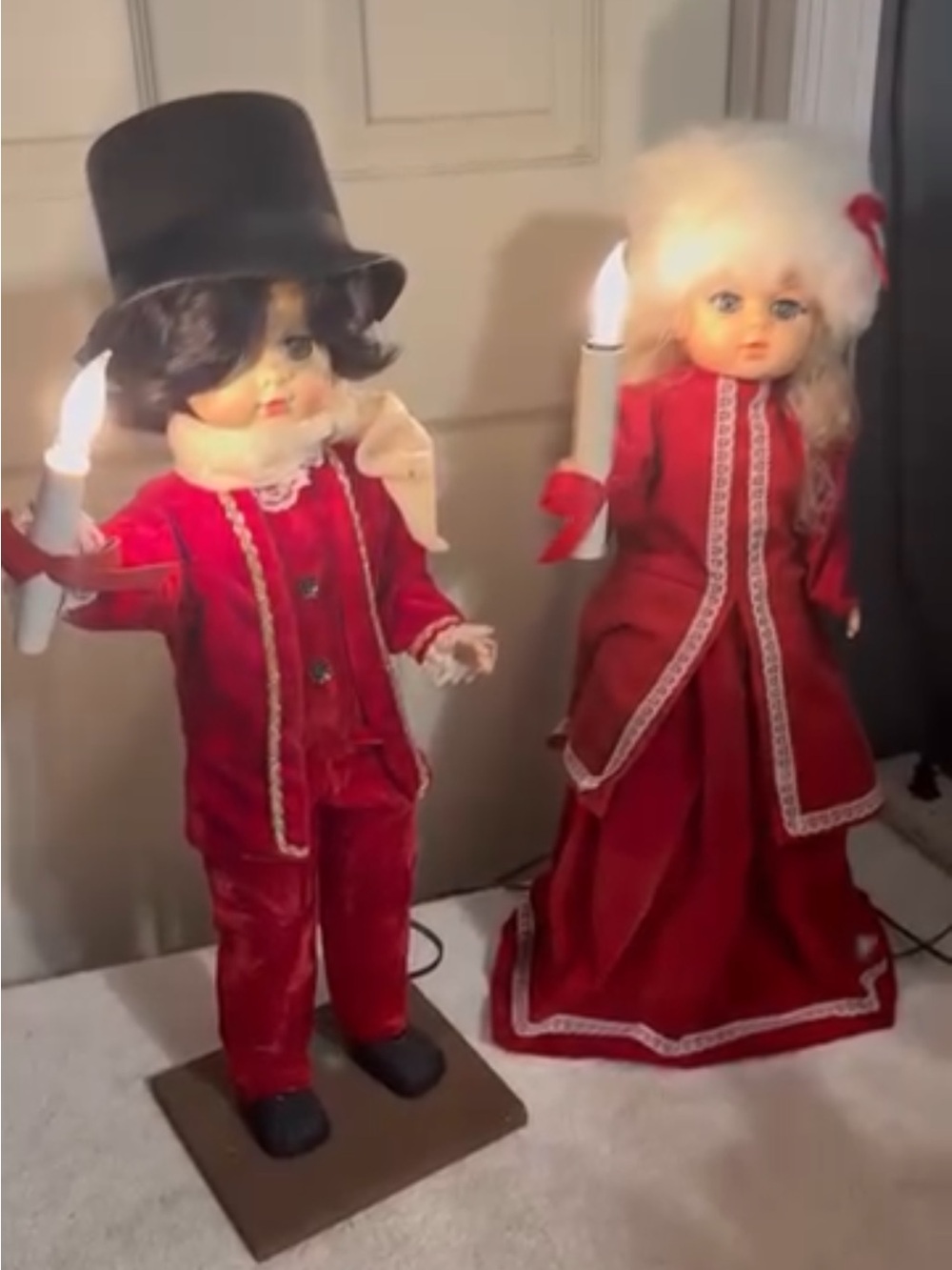 Vintage-Style Red Christmas Doll with Candle Accessory